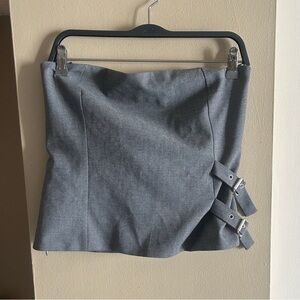 Zara Charcoal Gray Mini Skirt with Side Buckle Straps